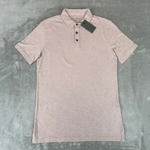John Varvatos Polo Shirt Mens XS Soft Pink Stretch Cotton Peace Sign $148 NWT